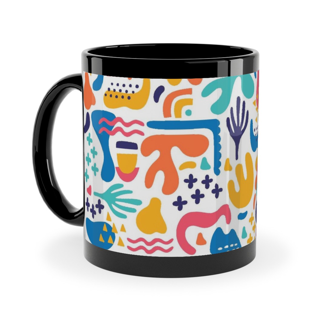 Organic Abstract Design - Multi Ceramic Mug, Black,  , 11oz, Multicolor