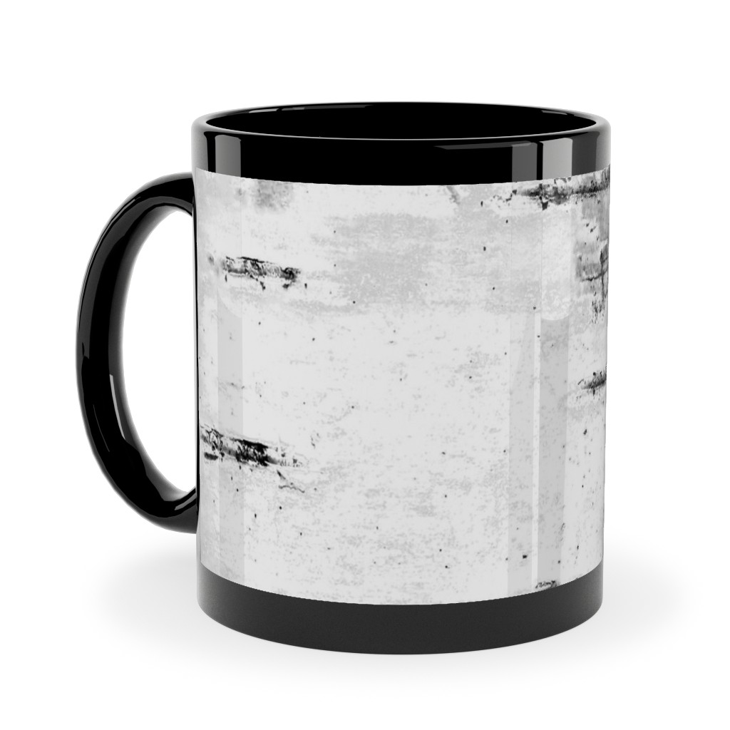 Birch Bark - White, Gray Ceramic Mug, Black,  , 11oz, Gray