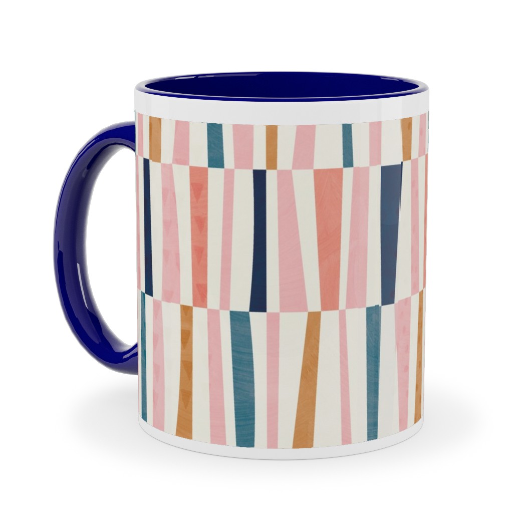 Patchwork Stripes - Multi Ceramic Mug, Blue,  , 11oz, Multicolor