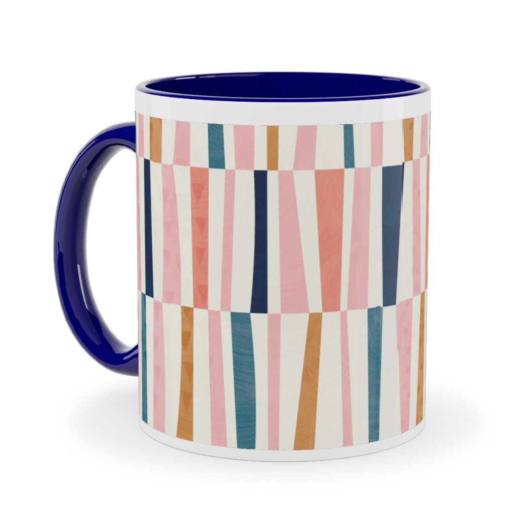 Patchwork Stripes - Multi Ceramic Mug, Blue, , 11oz, Multicolor