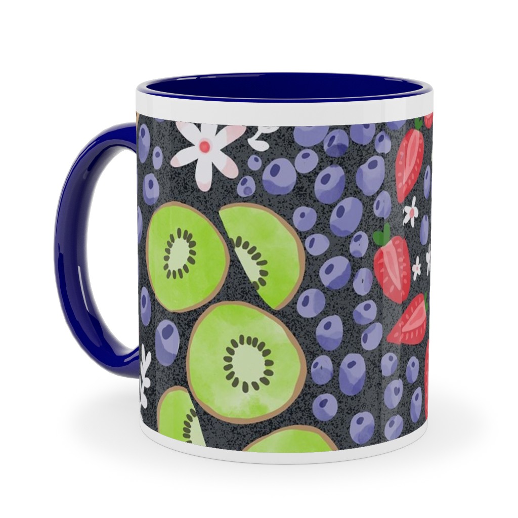 Fruity Medley Picnic Ceramic Mug, Blue, , 11oz, Multicolor