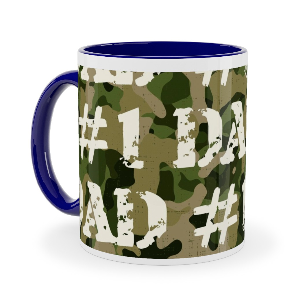 Number One Dad - Green Camo Ceramic Mug, Blue,  , 11oz, Green