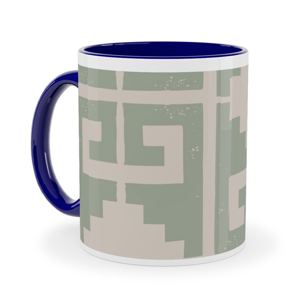 Greek To Me - Green on Cream Ceramic Mug, Blue,  , 11oz, Green
