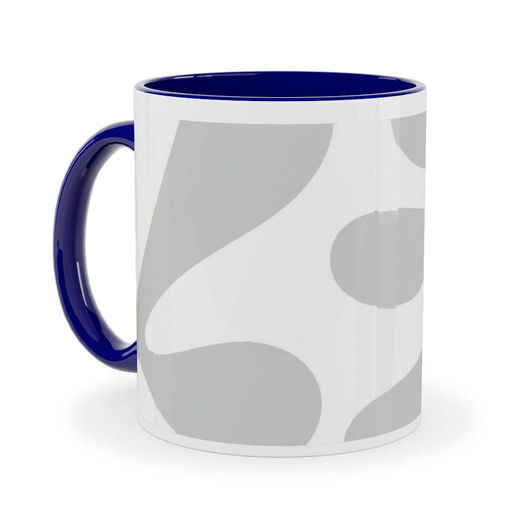 Block Print Texture Ceramic Mug, Blue, , 11oz, Gray, Silver