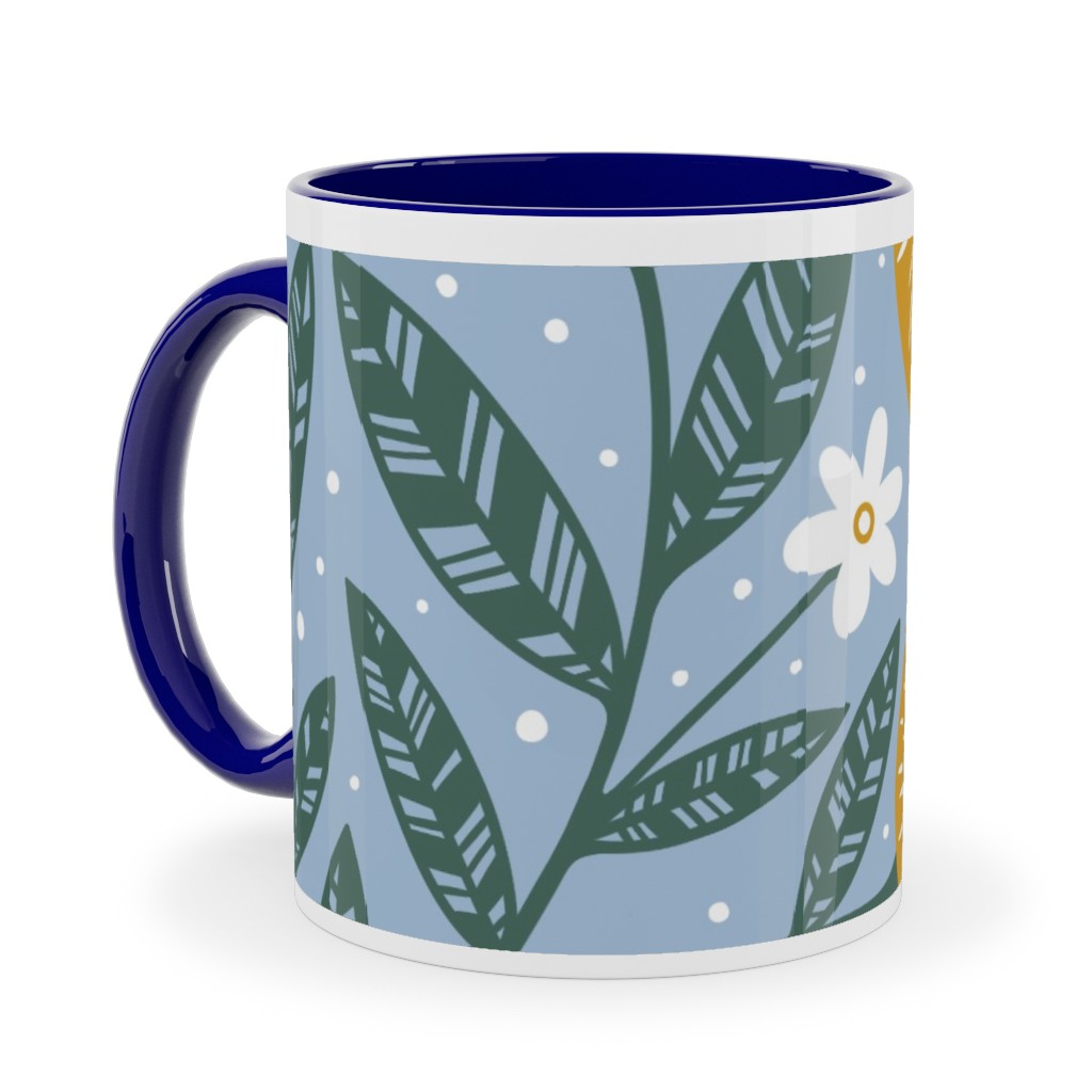 Blue Photo Mugs Orange Trees  Blue Ceramic Mug Blue 11oz Blue True Blue