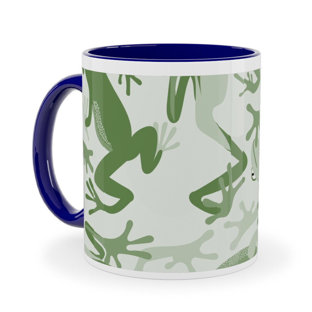 All the Frogs Ceramic Mug, Blue,  , 11oz, Green