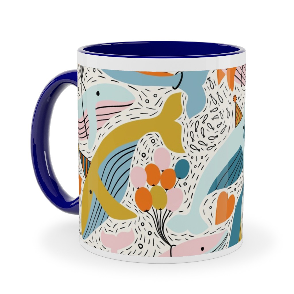 Whale Celebration - Multicolor Ceramic Mug, Blue,  , 11oz, Multicolor