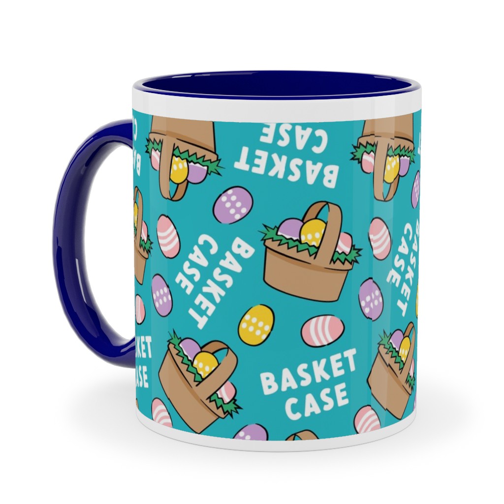 Basket Case - Basket and Eggs - Blue Ceramic Mug, Blue, , 11oz, Blue, True Blue