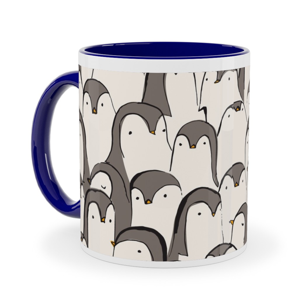 Penguin Huddle Ceramic Mug, Blue, , 11oz, White, Smoke