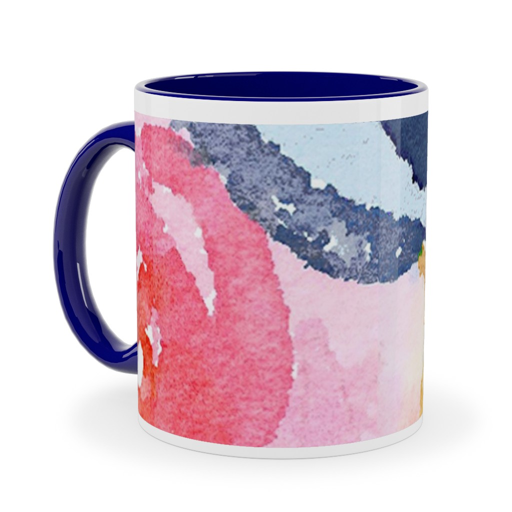 Spring Dreams - Watercolor Floral - Multi Ceramic Mug, Blue,  , 11oz, Multicolor