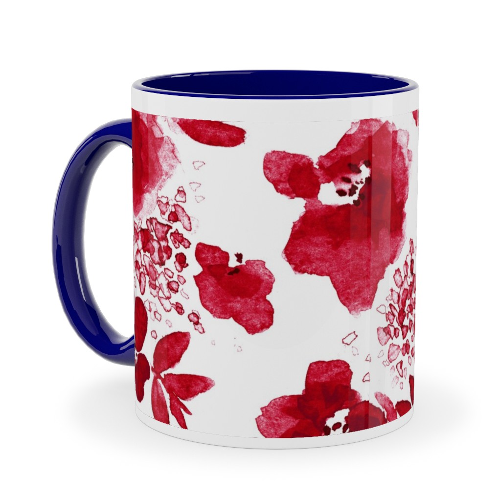 Floret Floral - Red Ceramic Mug, Blue,  , 11oz, Red