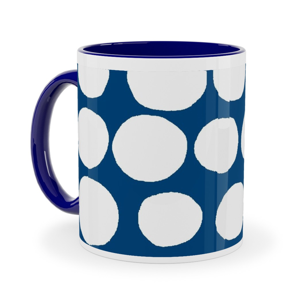 Jumbo Peas - Deep Blue and White Ceramic Mug, Blue, , 11oz, Blue, True Blue