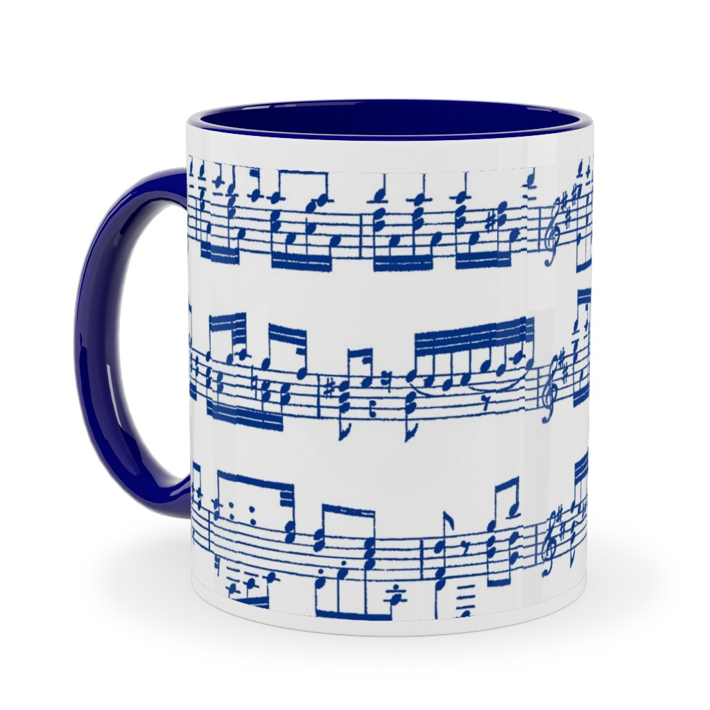 Sheet Music Ceramic Mug, Blue, , 11oz, Blue, Gibraltar