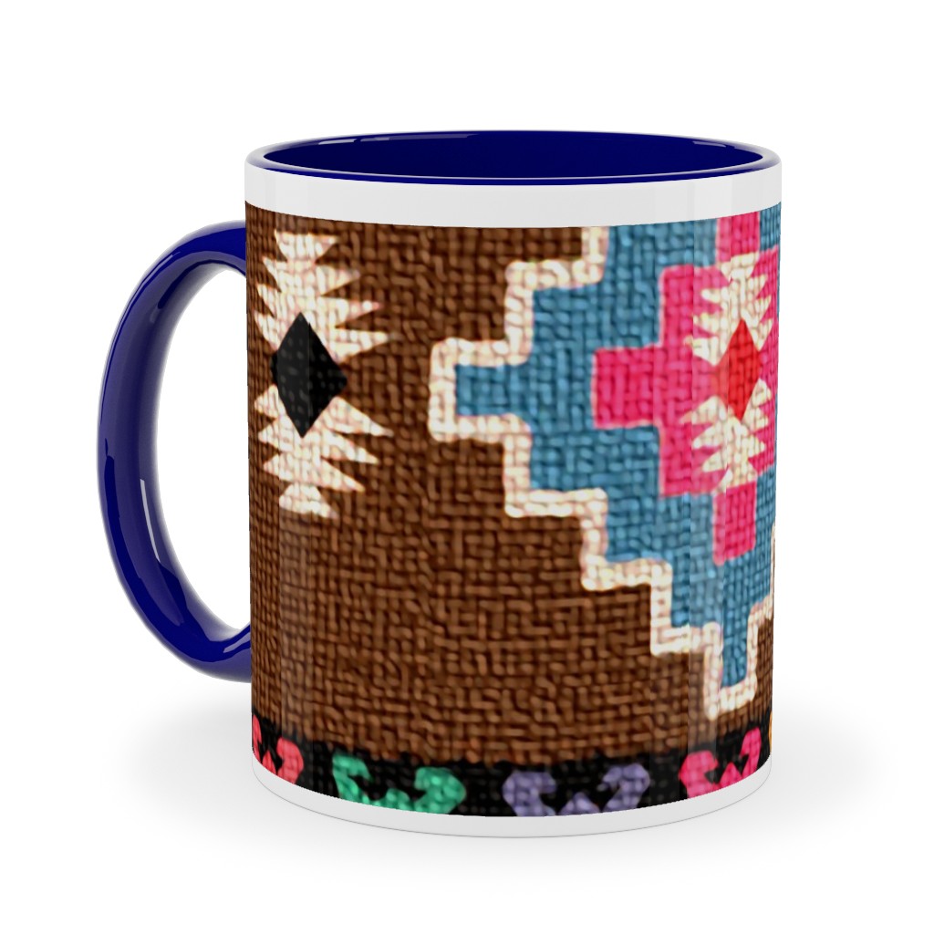 Kilim - Brown Ceramic Mug, Blue, , 11oz, Multicolor