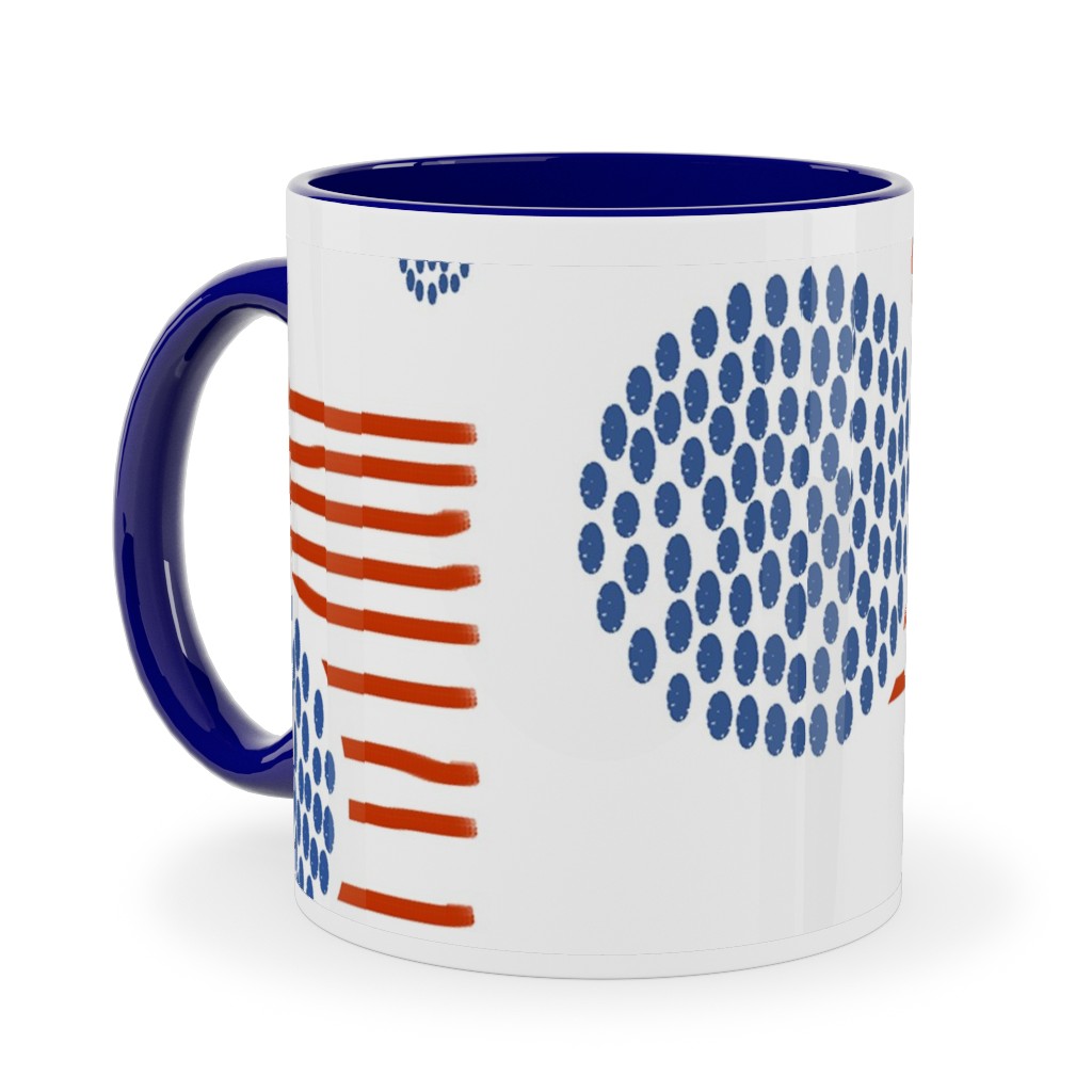 Imperfection in Red, White and Blue Ceramic Mug, Blue, , 11oz, Red, Red