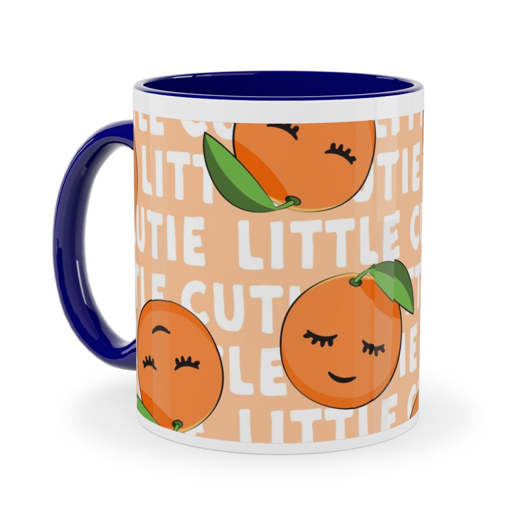 Little Cutie - Happy Oranges - Orange Ceramic Mug, Blue, , 11oz, Orange, Orange