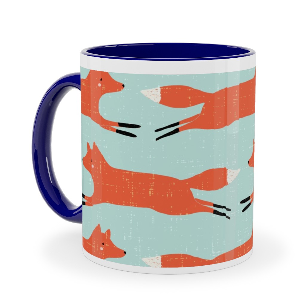 Little Orange Fox - Orange and Green Ceramic Mug, Blue,  , 11oz, Orange