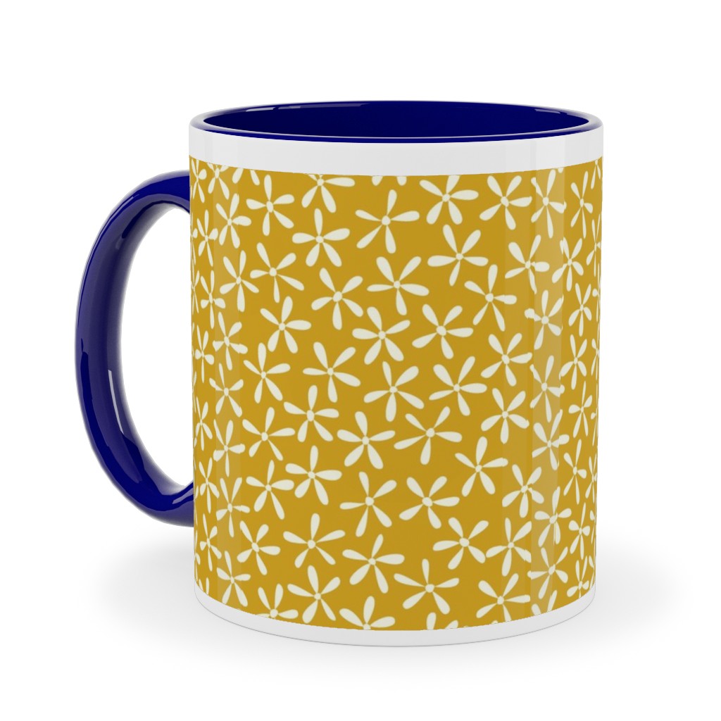 Hellow Spring - Mustard Yellow Ceramic Mug, Blue, , 11oz, Yellow, Classic Yellow