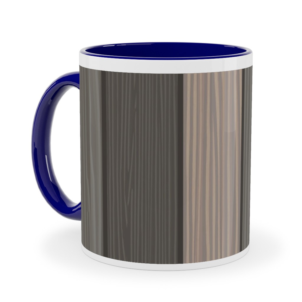 Old Wood Planks Driftwood - Brown Ceramic Mug, Blue, , 11oz, Brown, Brown