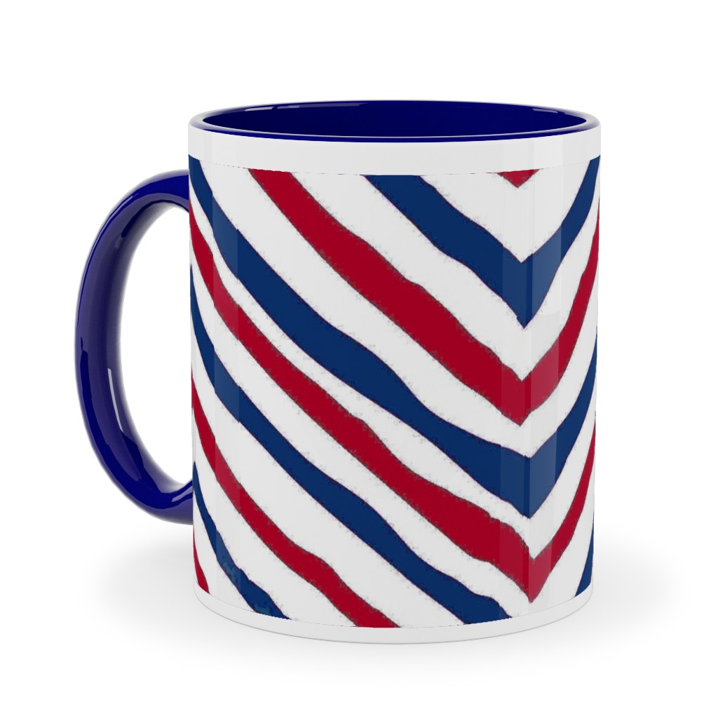Patriots Chevron Zig Zag - Navy, Red Ceramic Mug, Blue, , 11oz, Multicolor