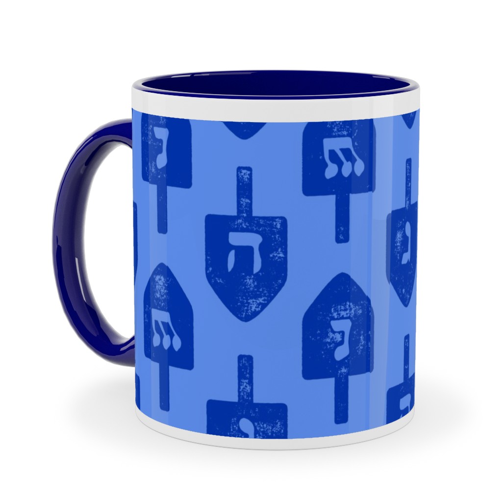 Blue Photo Mugs Dreidel  Blue Ceramic Mug Blue 11oz Blue True Blue
