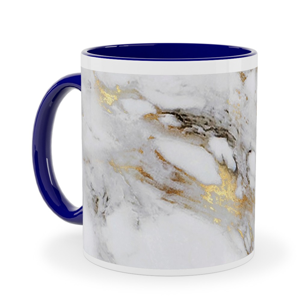 Gilded Marble - Gray Ceramic Mug, Blue,  , 11oz, Gray