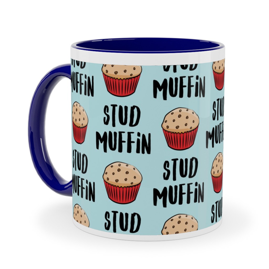 Stud Muffin - Muffins - Blue Ceramic Mug, Blue,  , 11oz, Blue