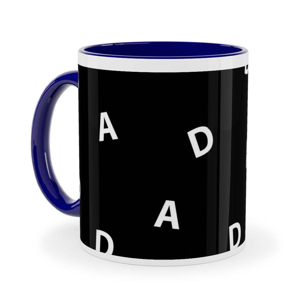 Sweet Dad Typography - Black and White Ceramic Mug, Blue,  , 11oz, Black