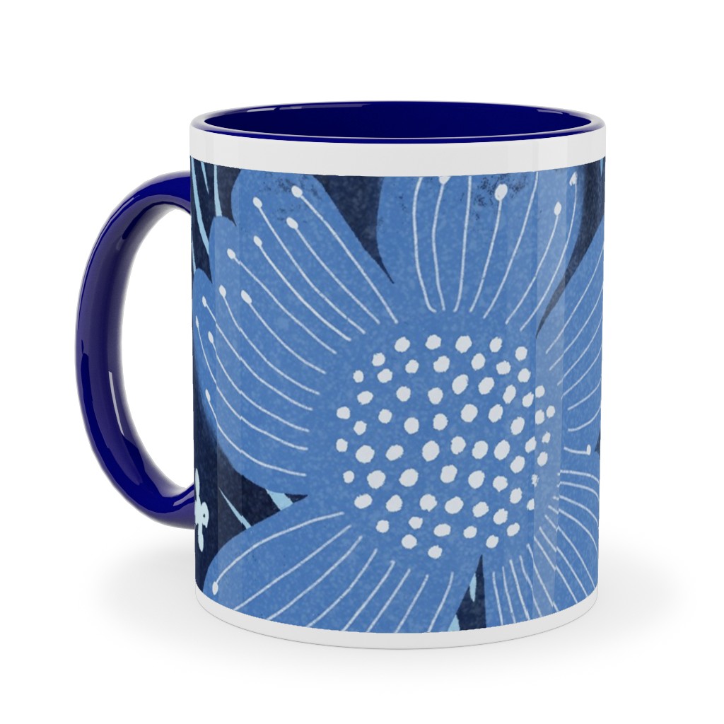 Shibori Flower Abundance - Blue Ceramic Mug, Blue,  , 11oz, Blue