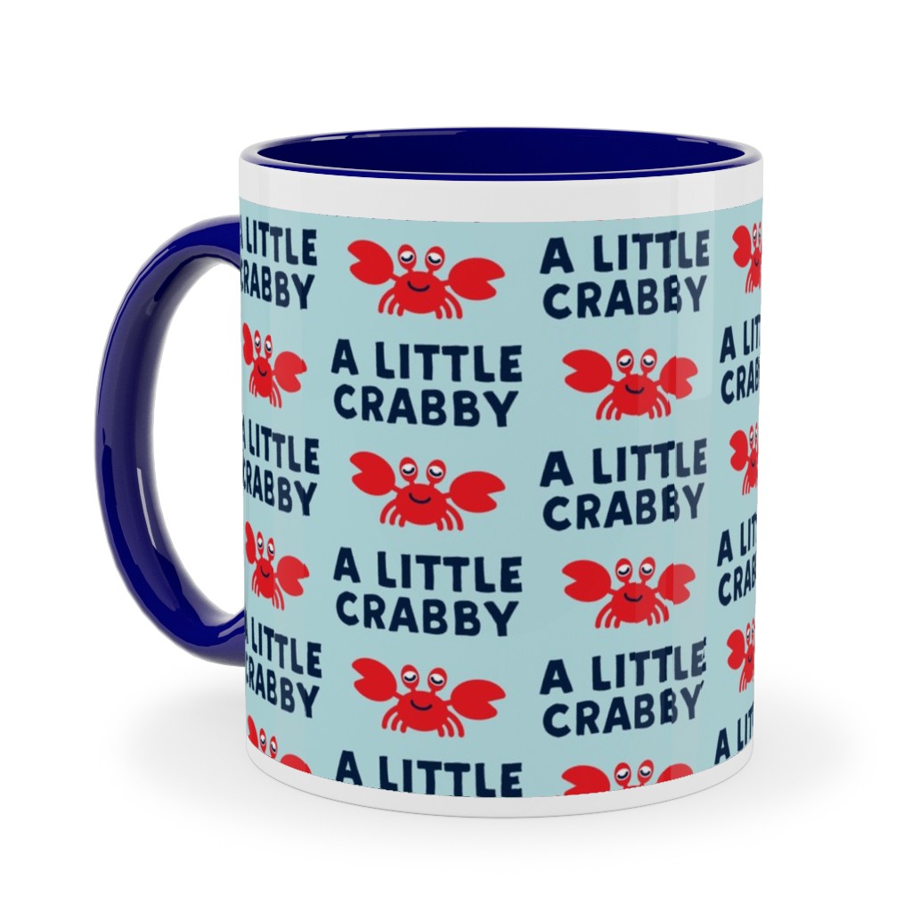 a Little Crabby - Nautical Ceramic Mug, Blue, , 11oz, Blue, Oasis