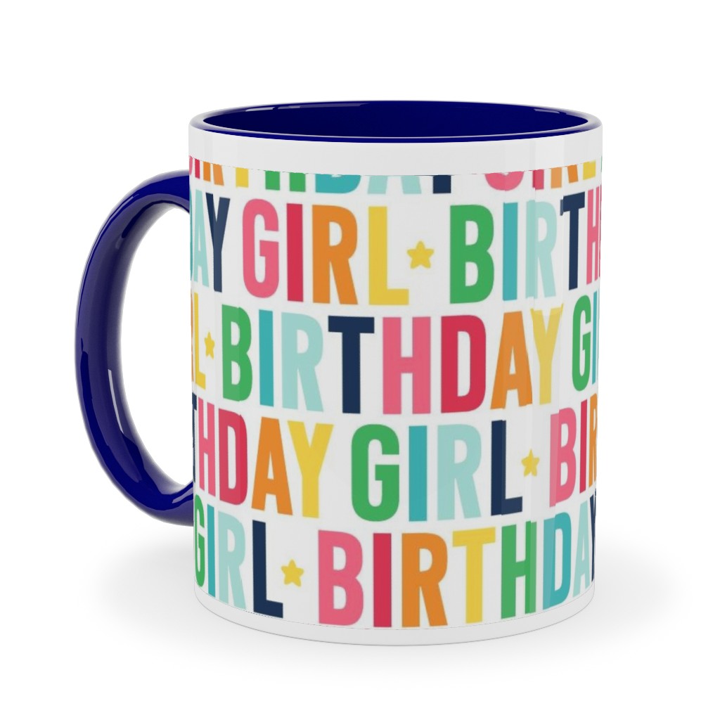 Birthday Girl - Uppercase - Rainbow Ceramic Mug, Blue, , 11oz, Multicolor