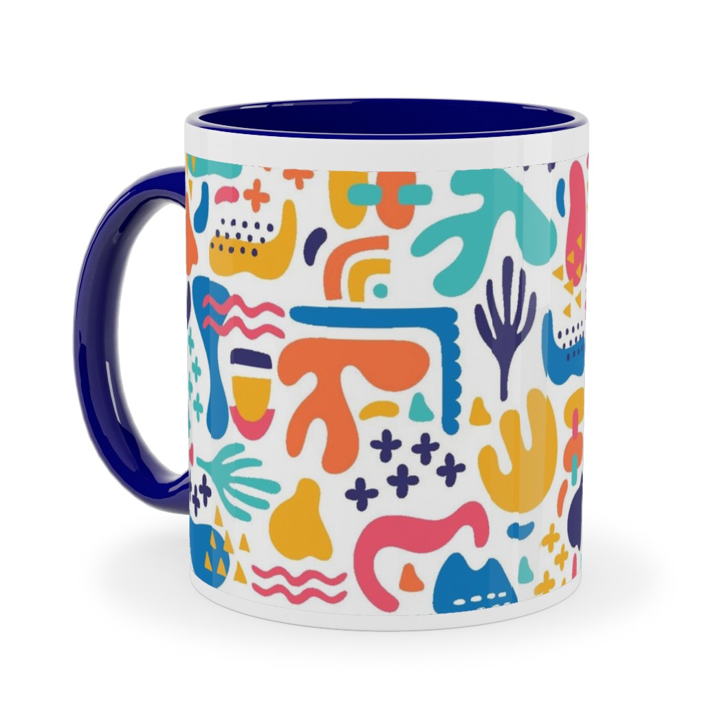 Organic Abstract Design - Multi Ceramic Mug, Blue, , 11oz, Multicolor