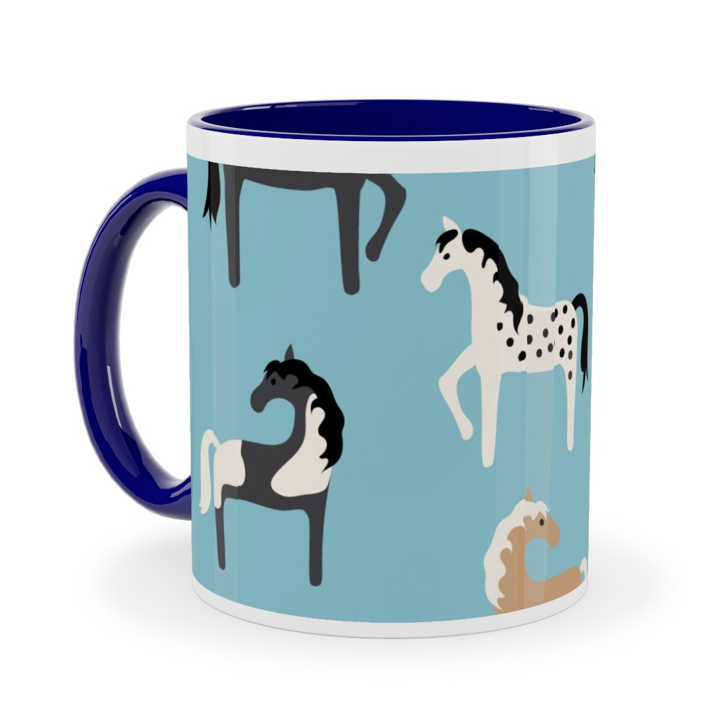 Horse Party Ceramic Mug, Blue,  , 11oz, Blue