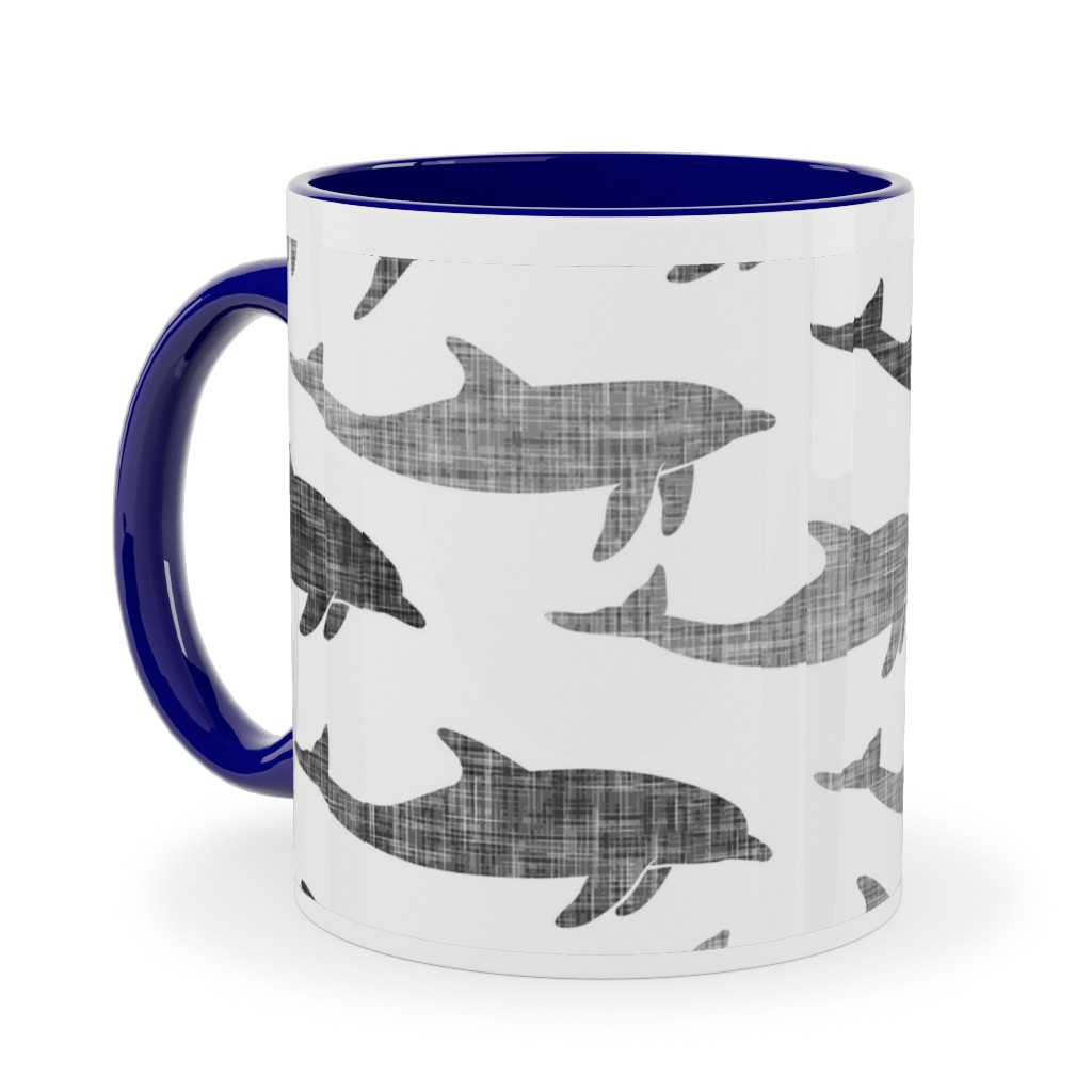 Dolphins Ceramic Mug, Blue, , 11oz, Gray, Fog