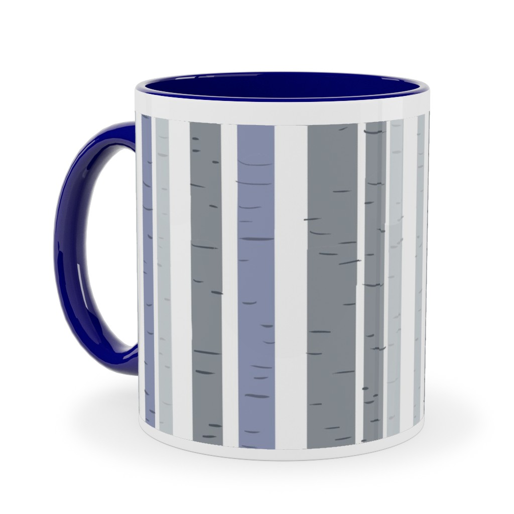 Wooded Aspens - Gray Ceramic Mug, Blue,  , 11oz, Gray