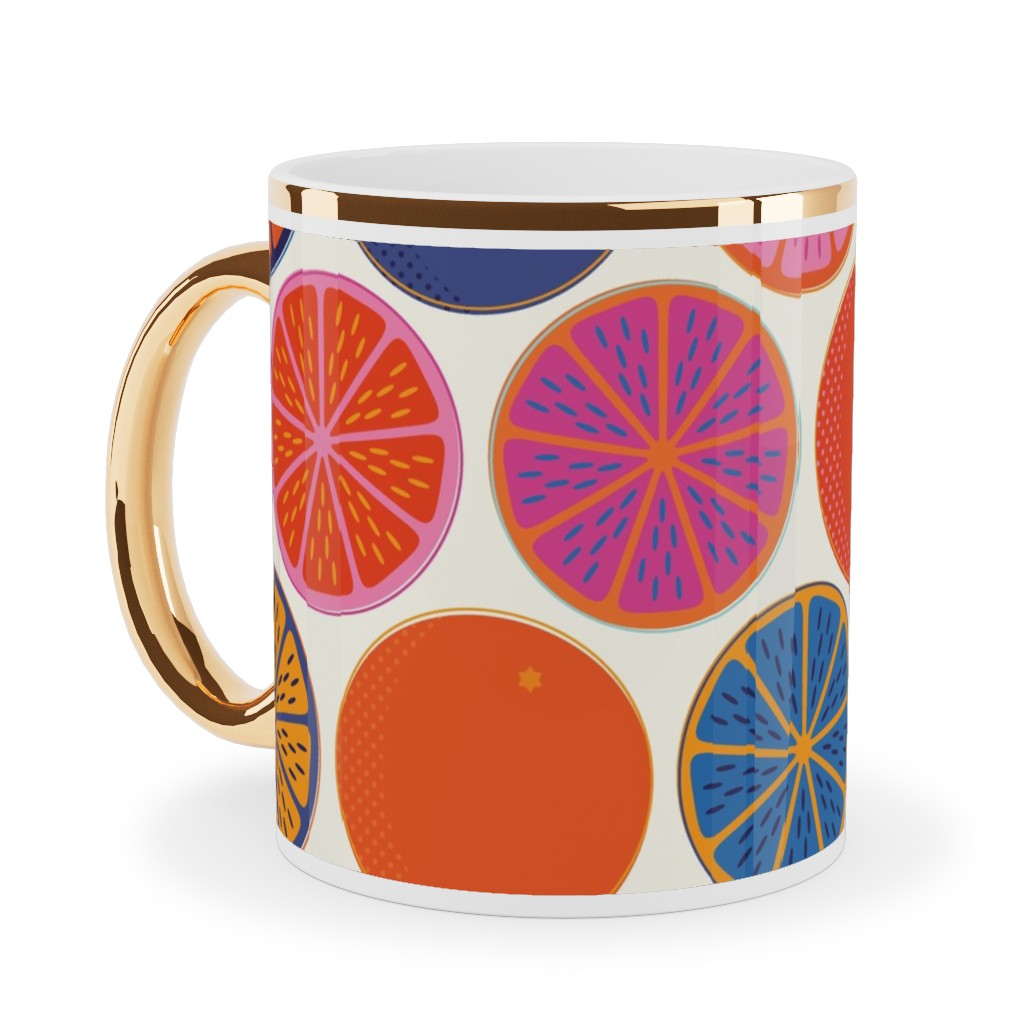 Orange Pop - Multi Ceramic Mug, Gold Handle,  , 11oz, Multicolor