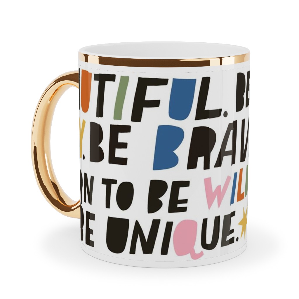 Sweet Words - Multi Ceramic Mug, Gold Handle, , 11oz, Multicolor