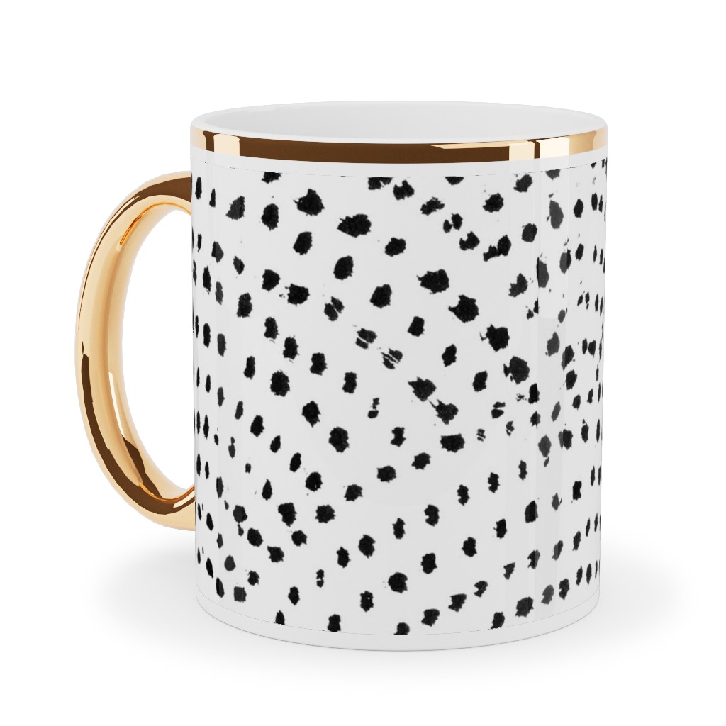 Ink Dot Scales Ceramic Mug, Gold Handle, , 11oz, White, Silver Lining