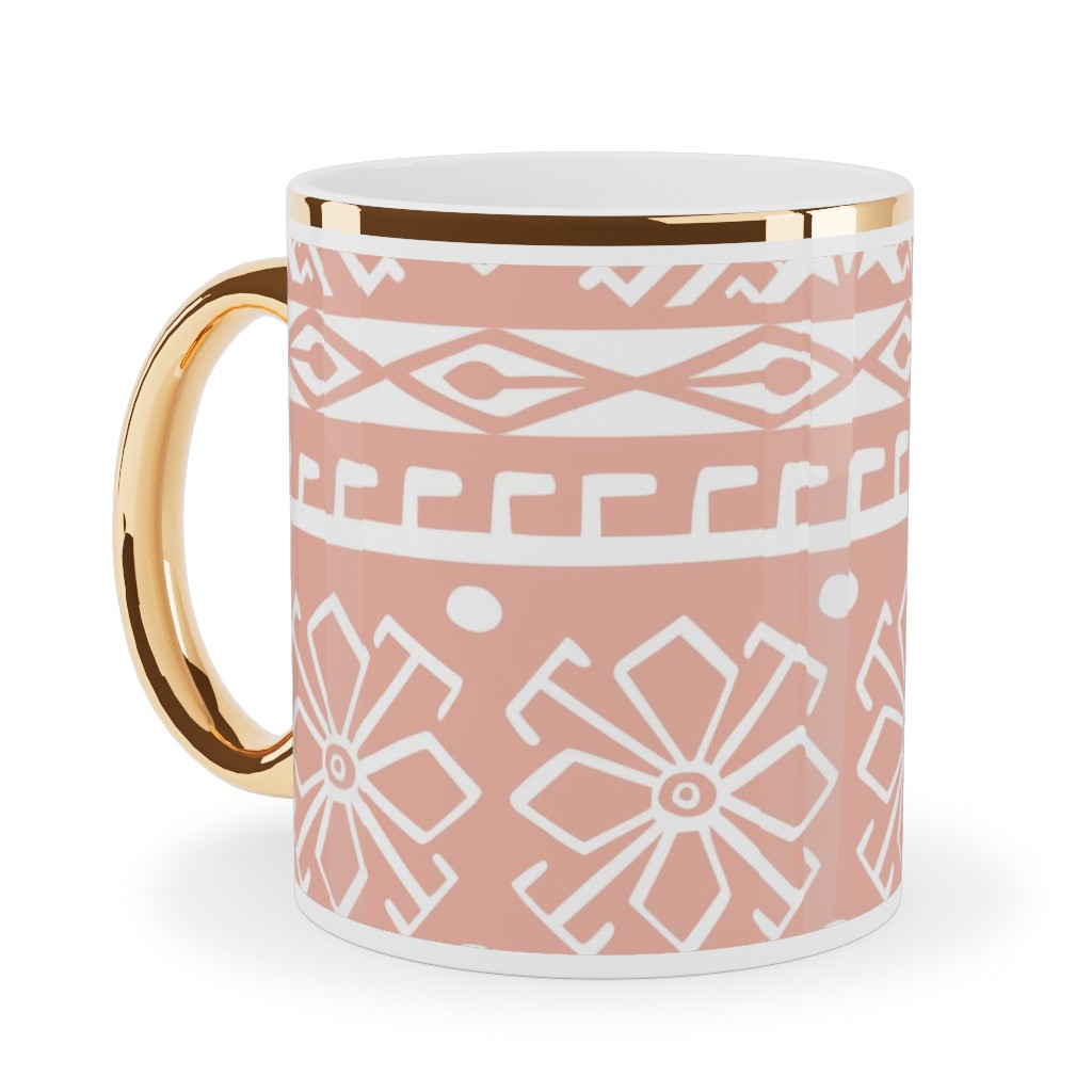 Grand Bazaar - Blush Pink Ceramic Mug, Gold Handle, , 11oz, Pink, Bright Pink