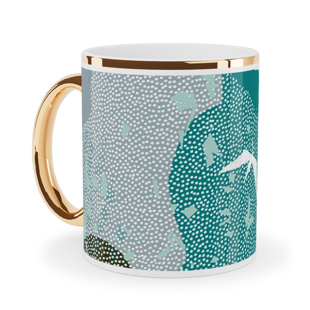 Forest Bird's Eye View - Green Ceramic Mug, Gold Handle, , 11oz, Green, Classic Green