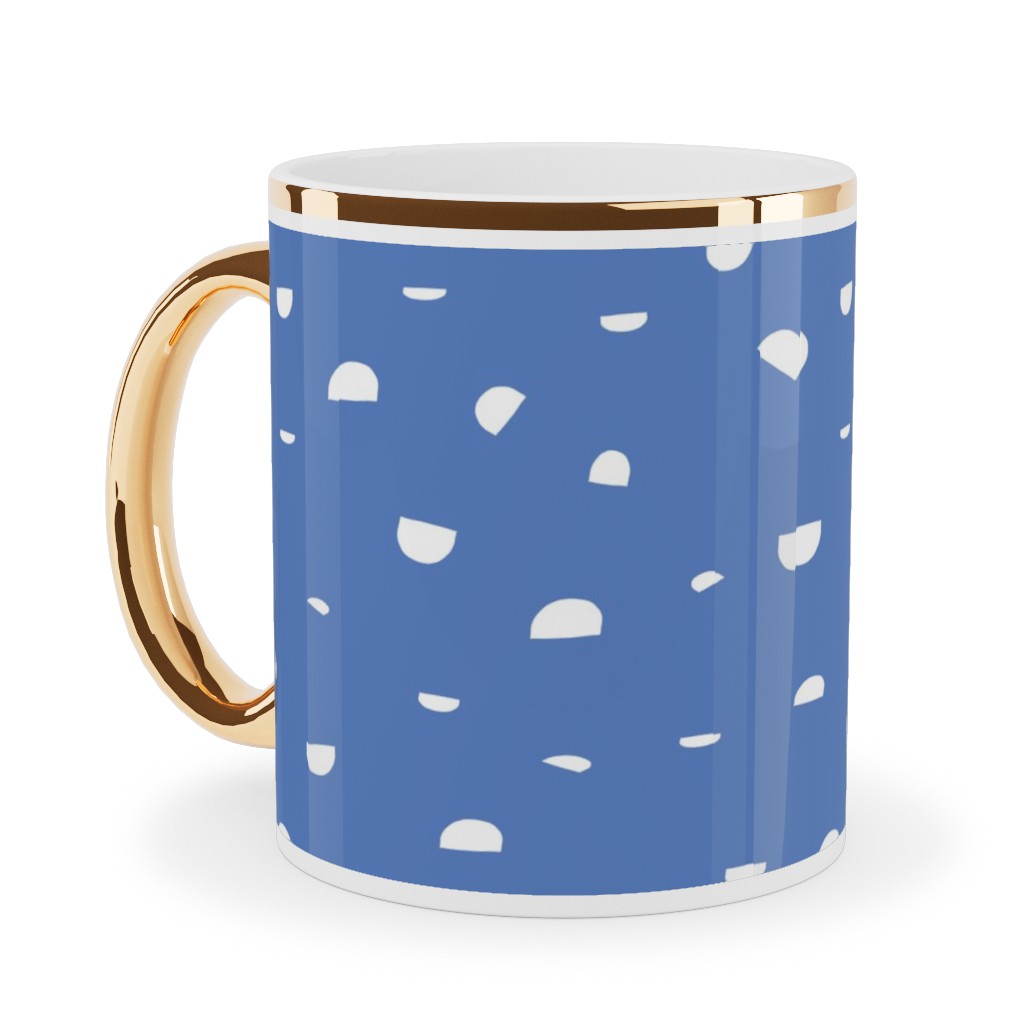 Shells - Blue Ceramic Mug, Gold Handle, , 11oz, Blue, True Blue