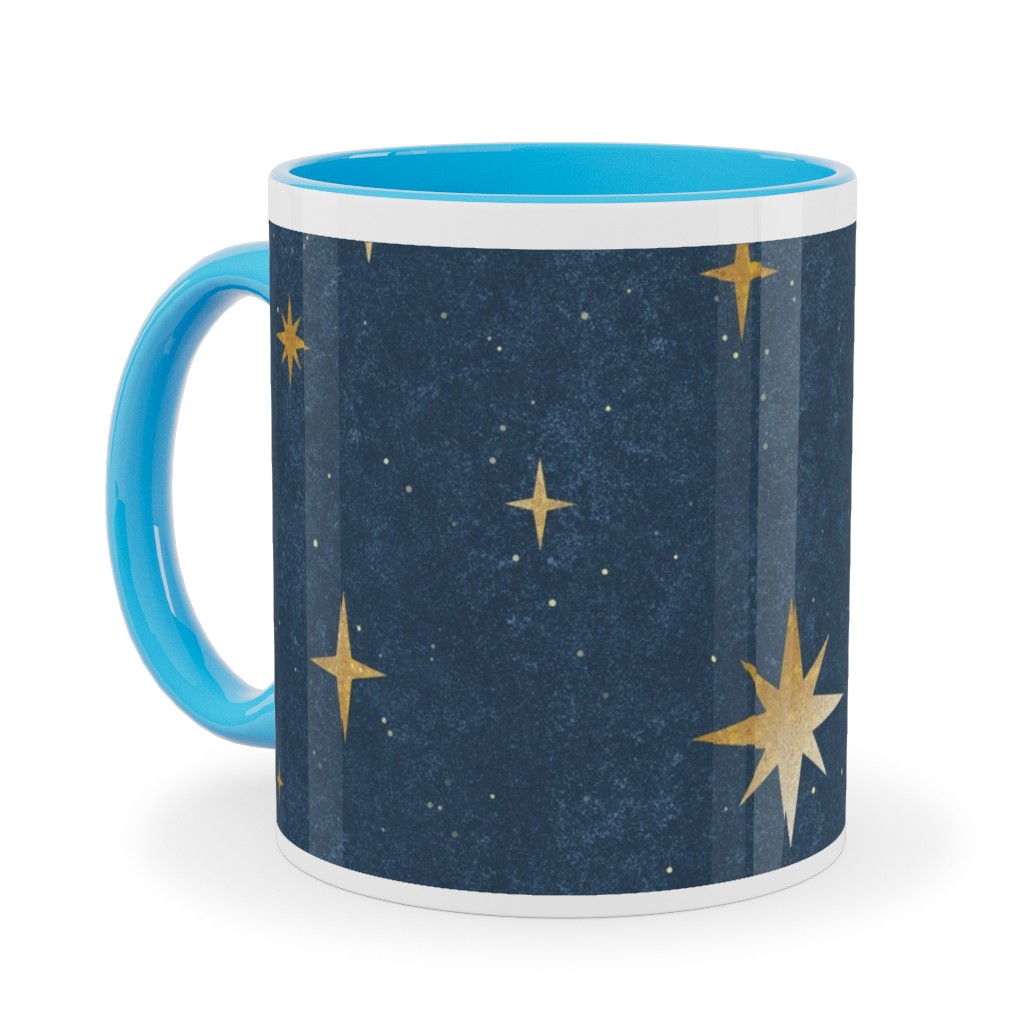 Art Deco Starbursts - Blue Ceramic Mug, Light Blue,  , 11oz, Blue