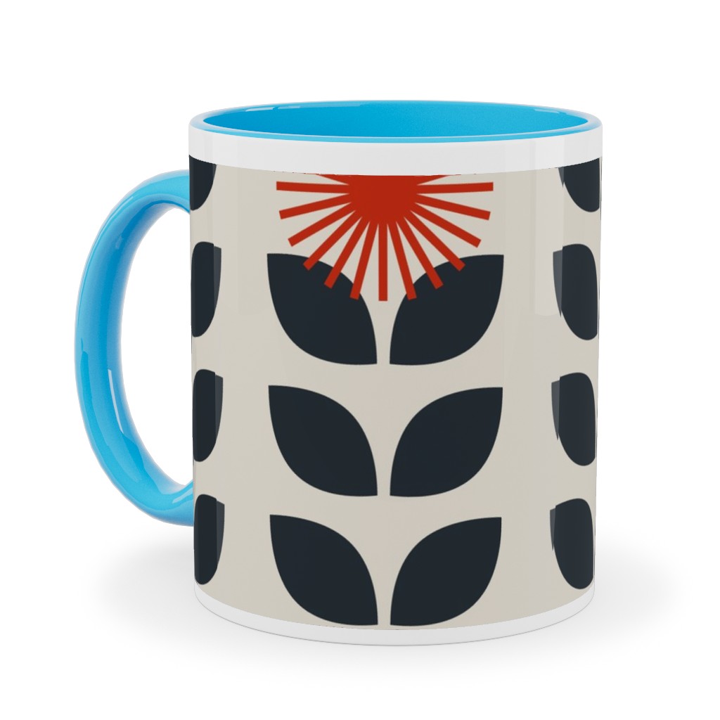 Scandinavian Climbing Vines - Neutral Ceramic Mug, Light Blue, , 11oz, Beige, Pearl