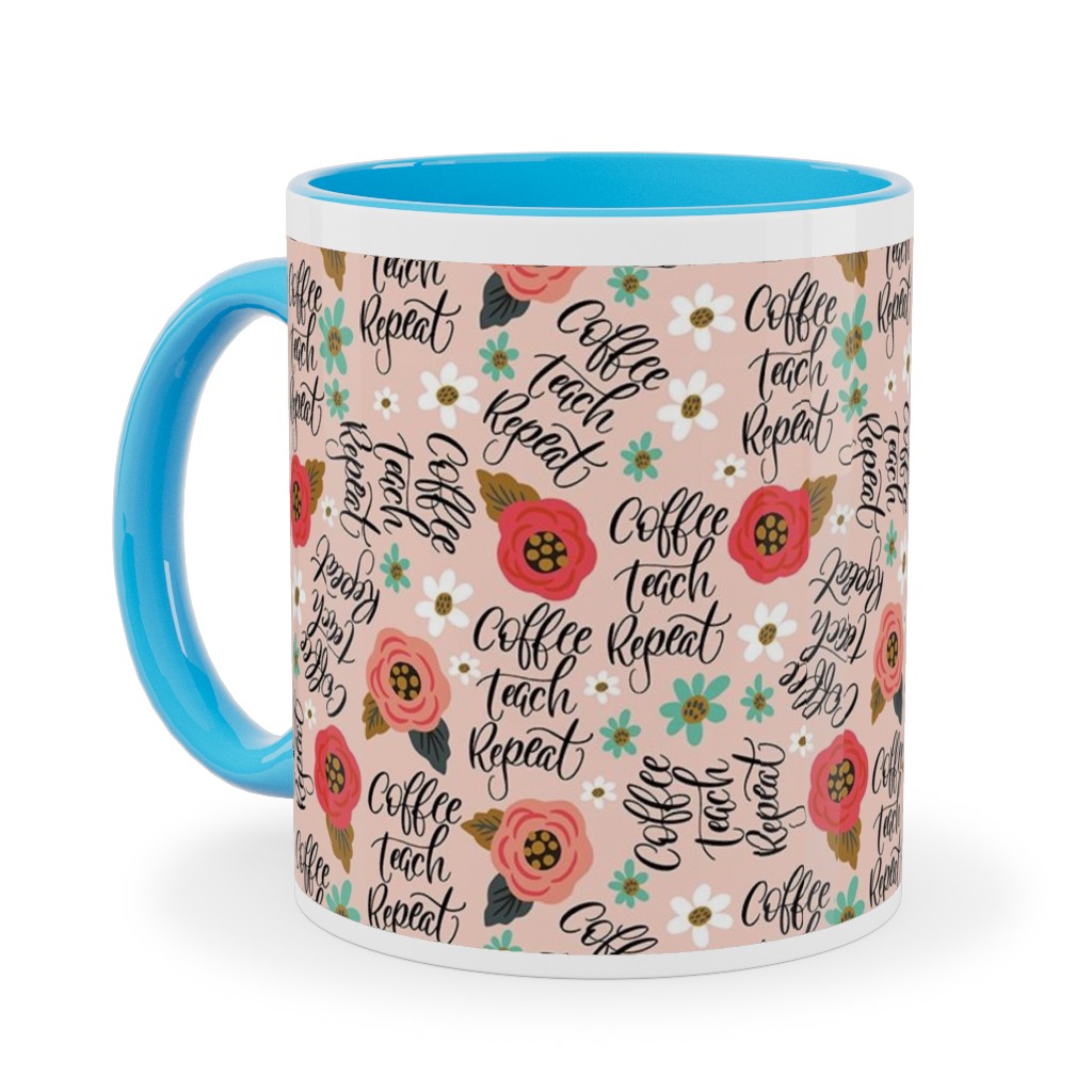 Pink Green Brown Floral Travel Mug, pretty flower pattern - 15oz stainless  steel travel mug