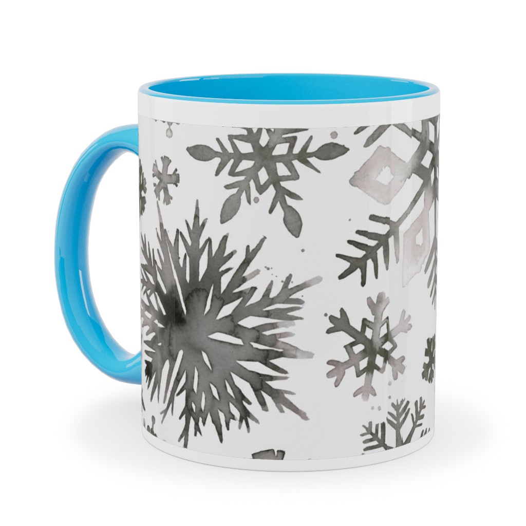 Winter Snowflakes - Gray Ceramic Mug, Light Blue, , 11oz, Gray, Gray