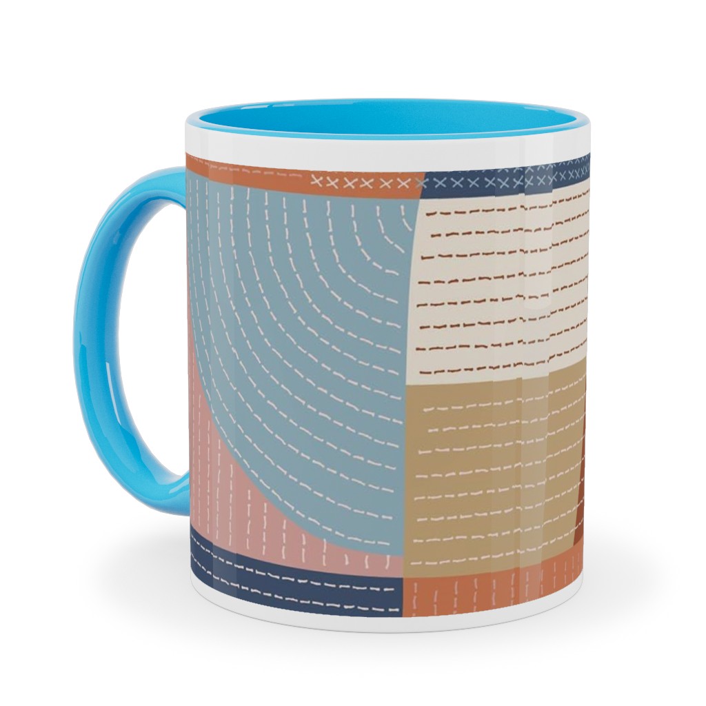 Modern Patchwork - Multi Ceramic Mug, Light Blue, , 11oz, Multicolor