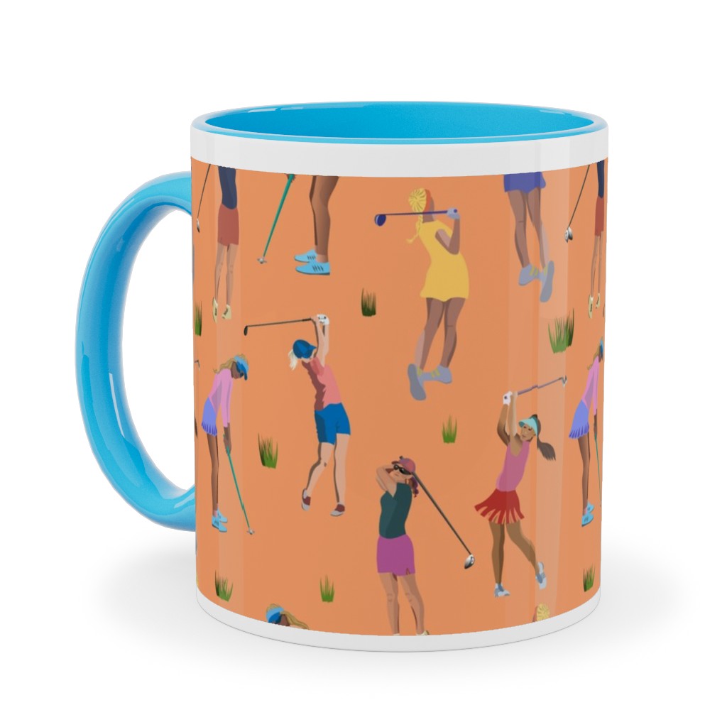 Golf Girls Ceramic Mug, Light Blue, , 11oz, Orange, Sedona