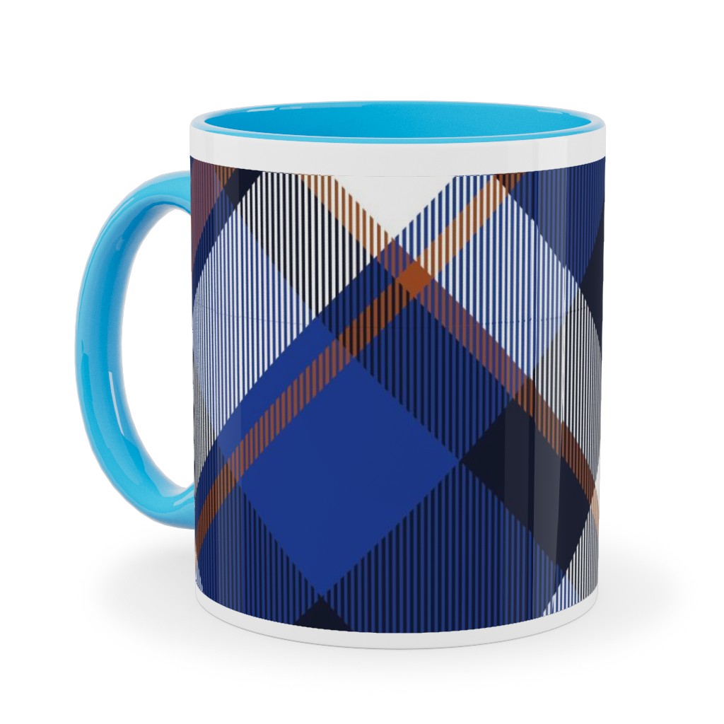 Cora's Plaid - Blue Ceramic Mug, Light Blue, , 11oz, Blue, True Blue
