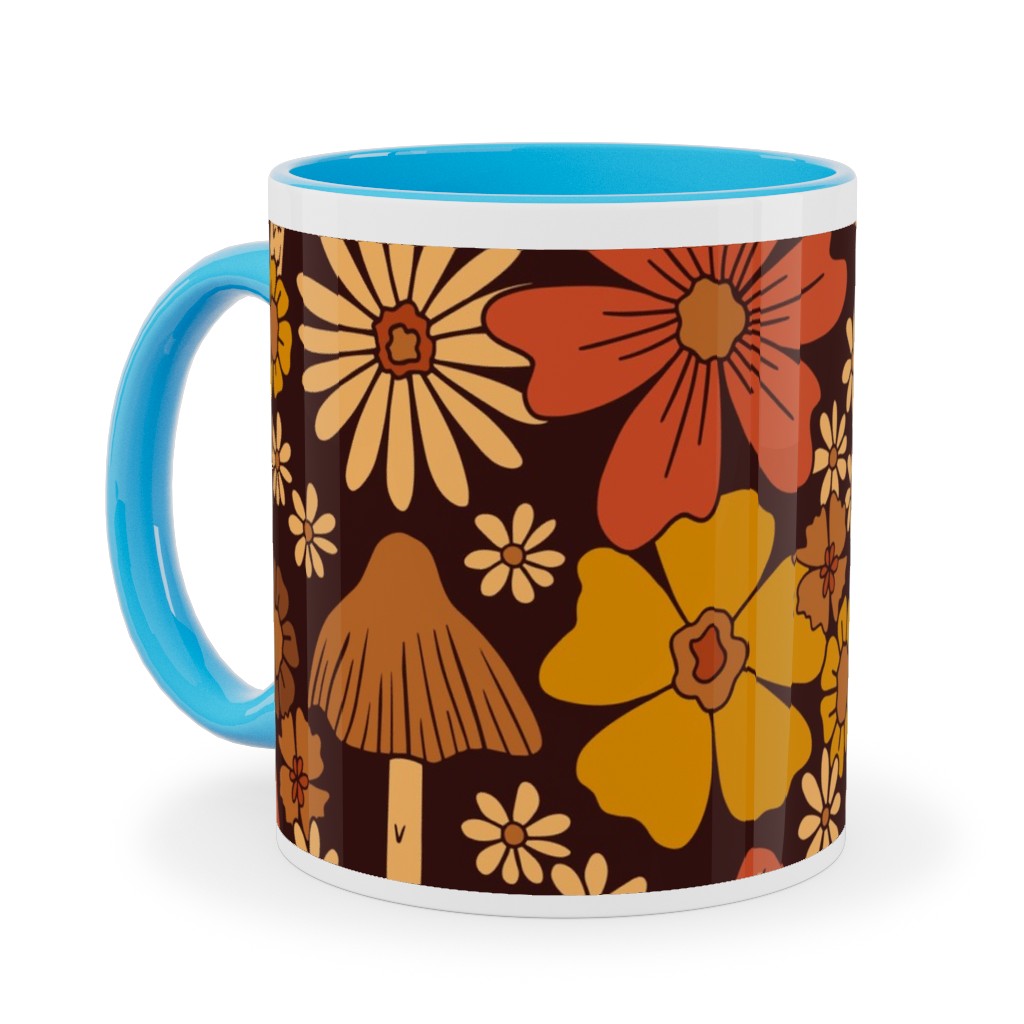 Pink Green Brown Floral Travel Mug, pretty flower pattern - 15oz stainless  steel travel mug