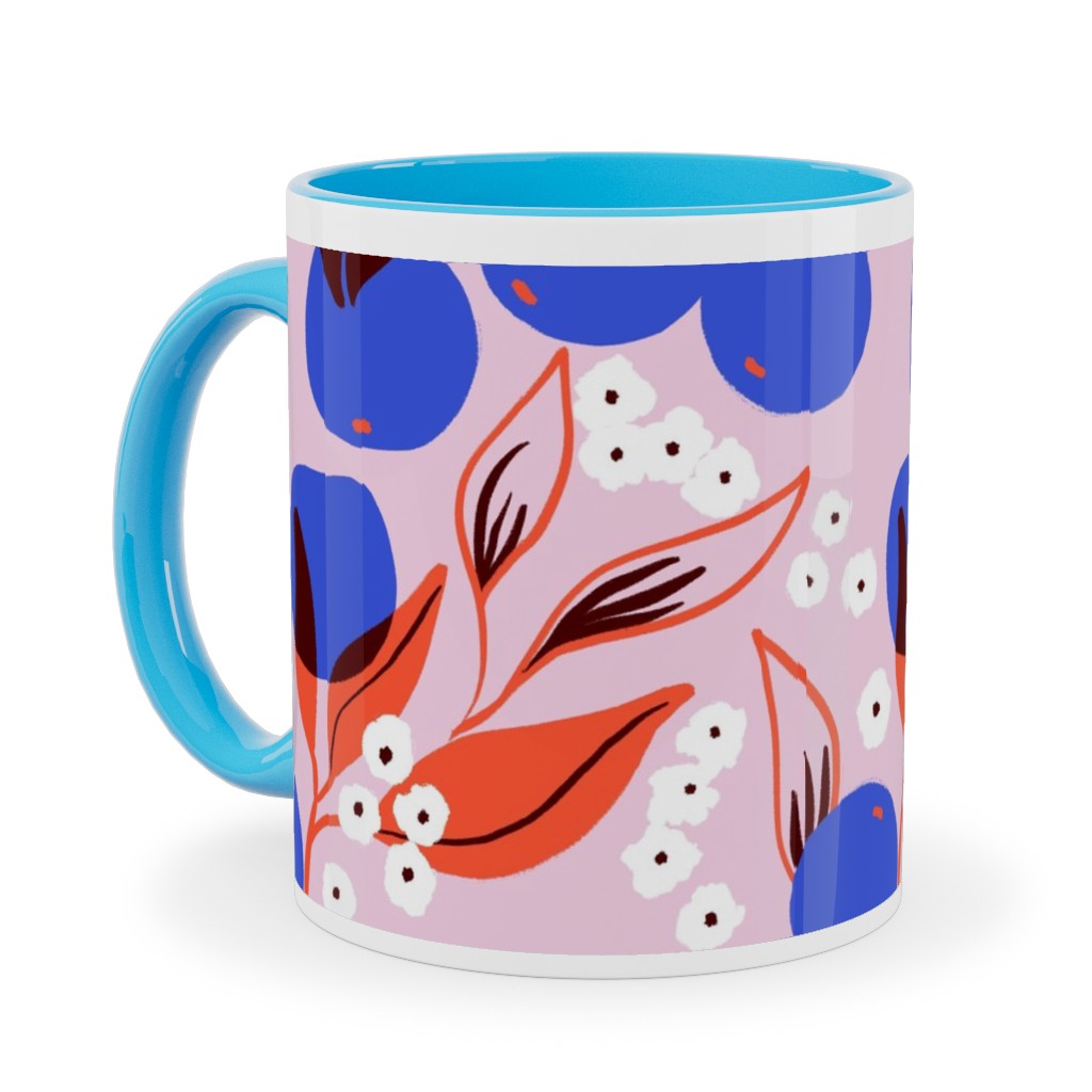 Abstract Fruits and Flowers - Multi Ceramic Mug, Light Blue, , 11oz, Multicolor